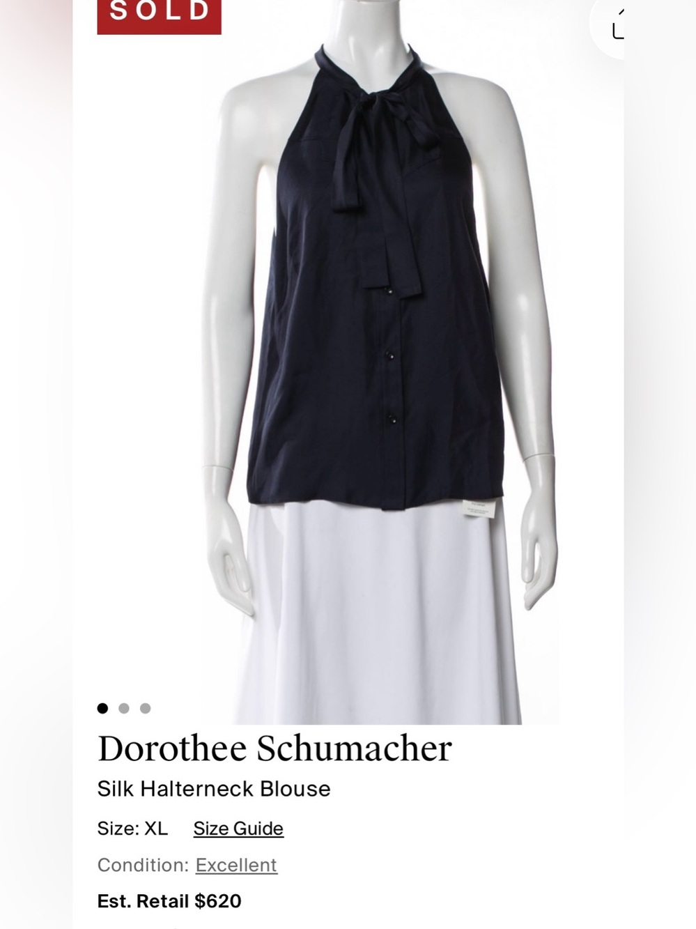 Dorothee Schumacher Navy Silk Halterneck Blouse. Size 4- US8 $620